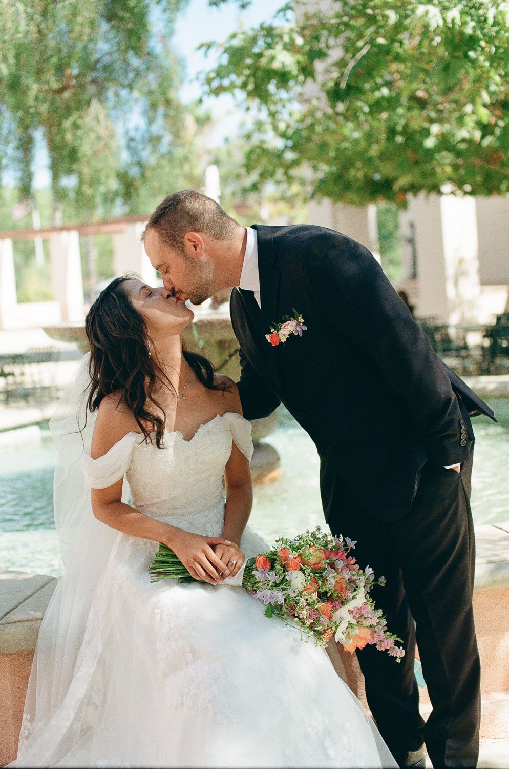 romantic editorial church wedding photography on film photography