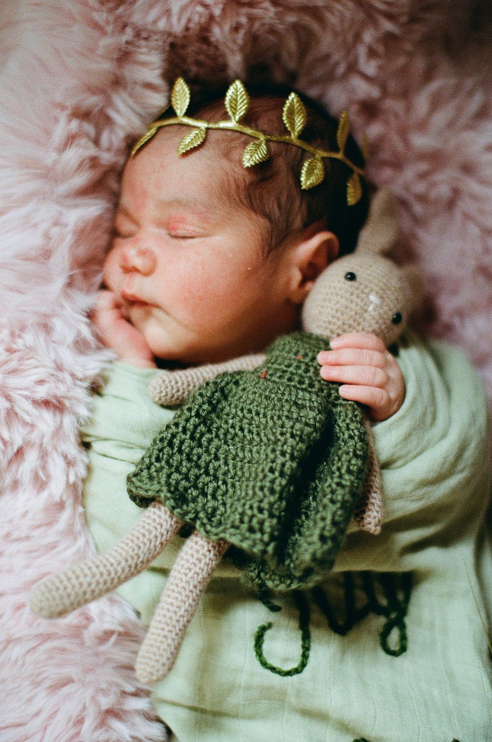 Soft and timeless newborn photography captured on 35mm film by a California film photographer.