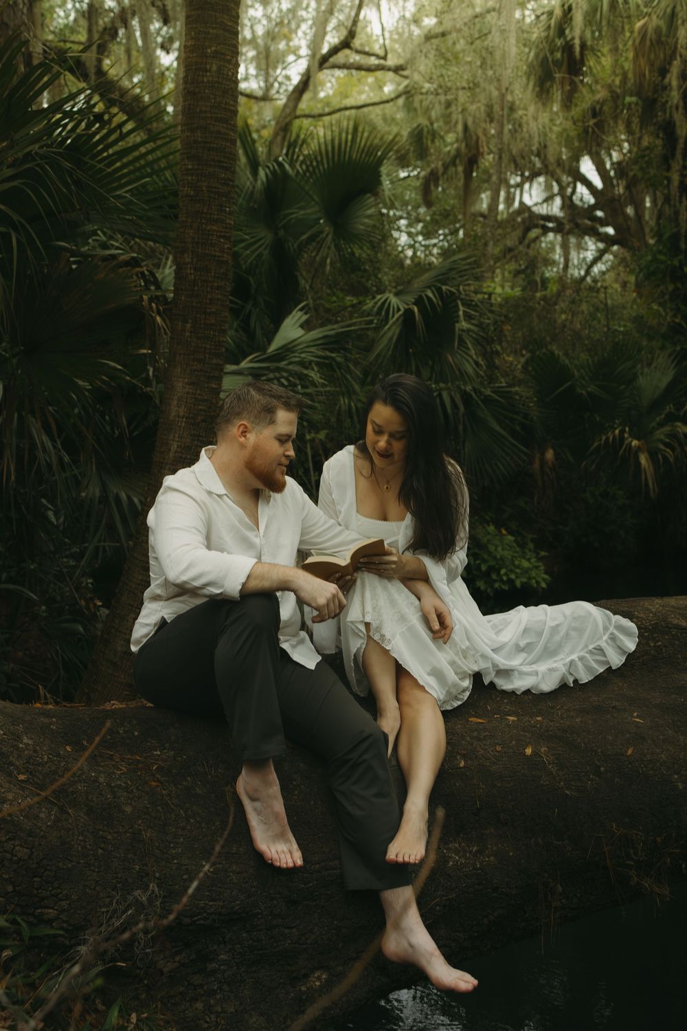couple cozy next to spring