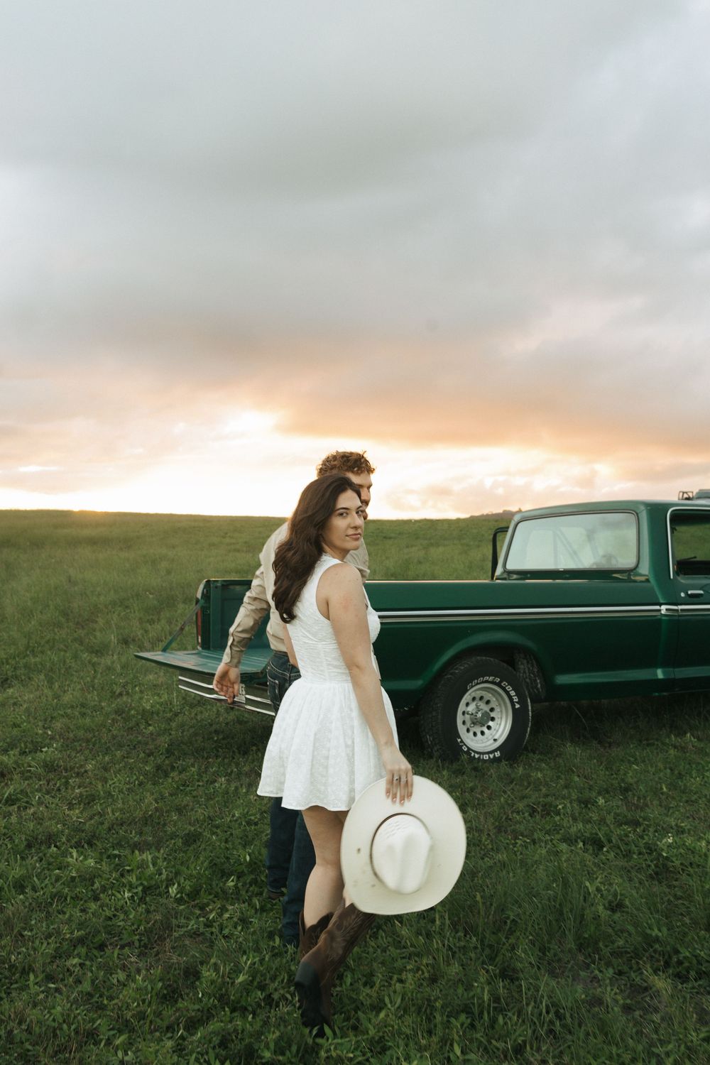 engagement photos with vintage truck with Lemon & Honey Co.