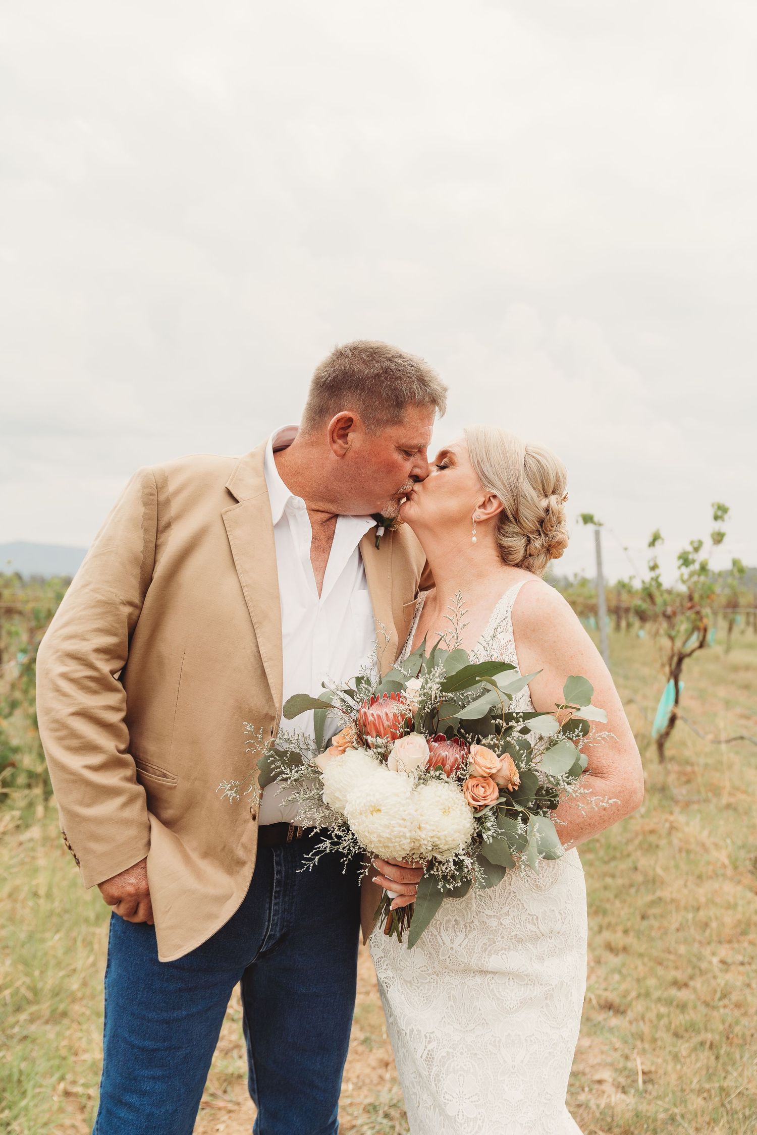 Bride and Groom at Hunter Valley wedding stare at each other lovingly