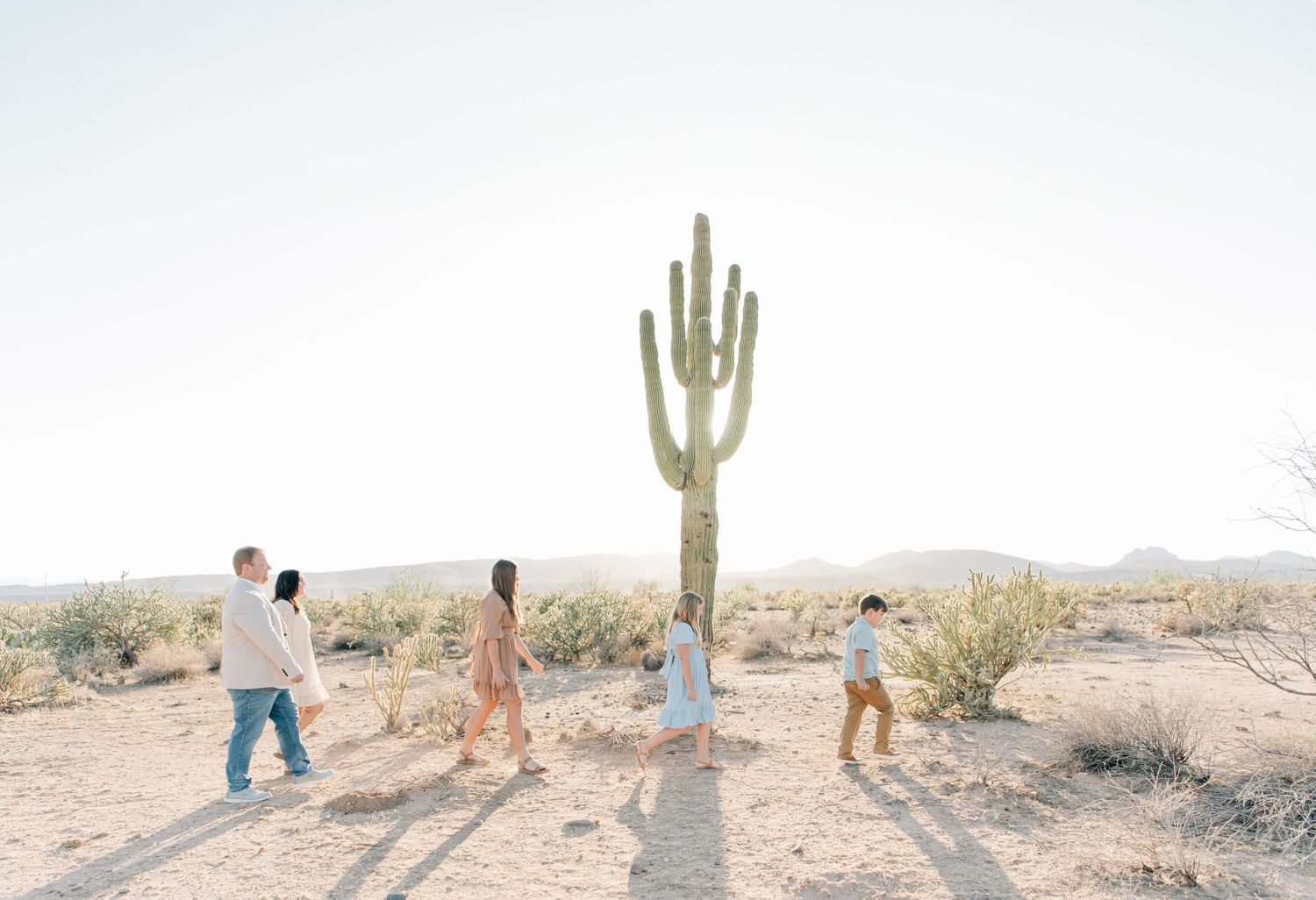 North west Phoenix family photographer desert candid sunset cactus