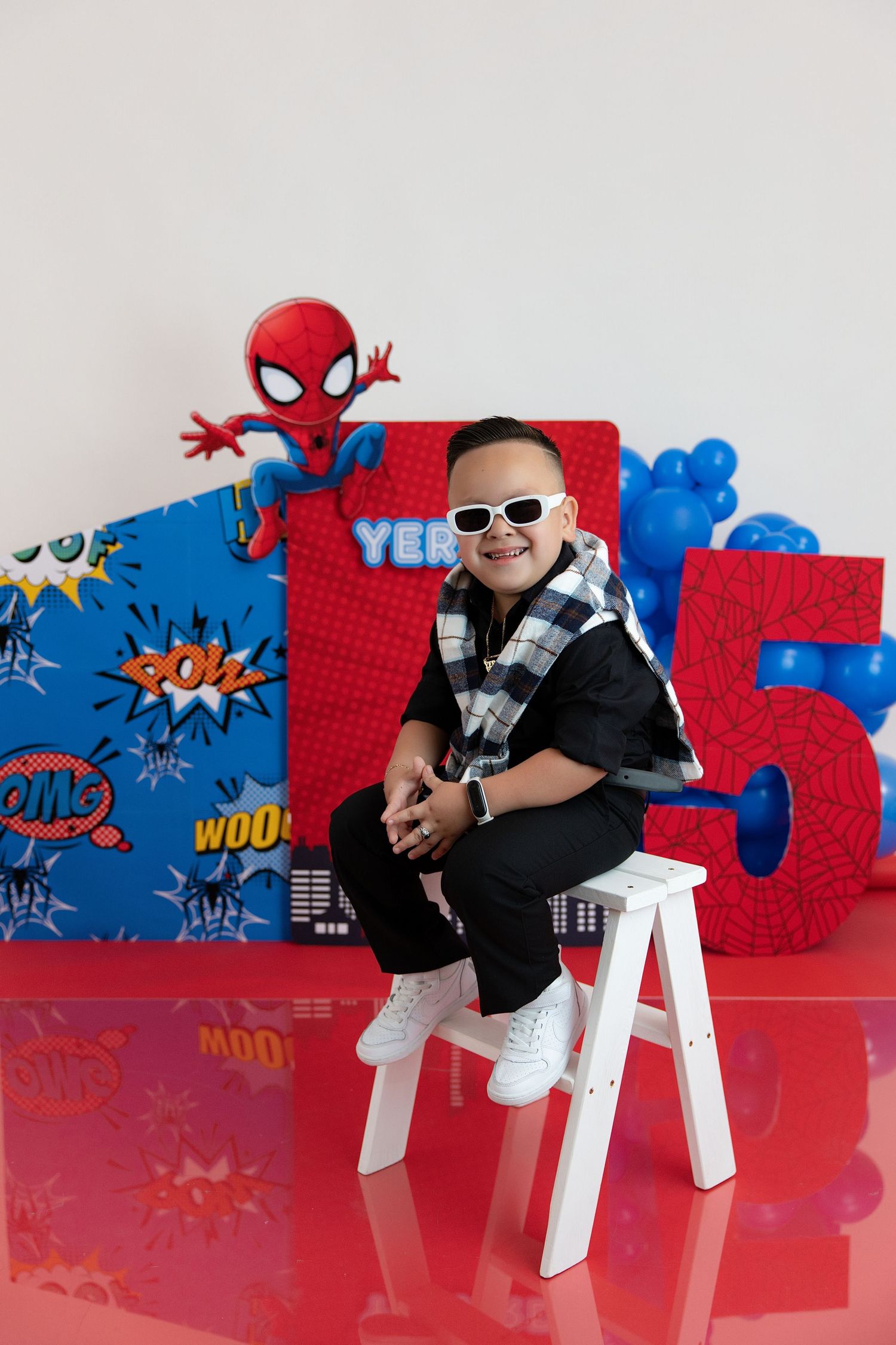 Five year old boy Spider-Man themed milestone session Nashville