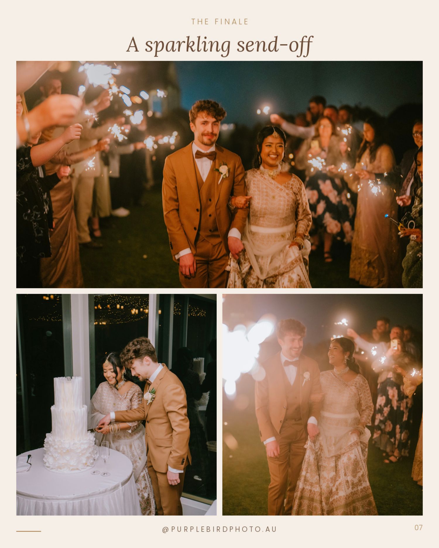Guests hold glowing sparklers for the couple's evening send-off - Adelaide wedding reception photography