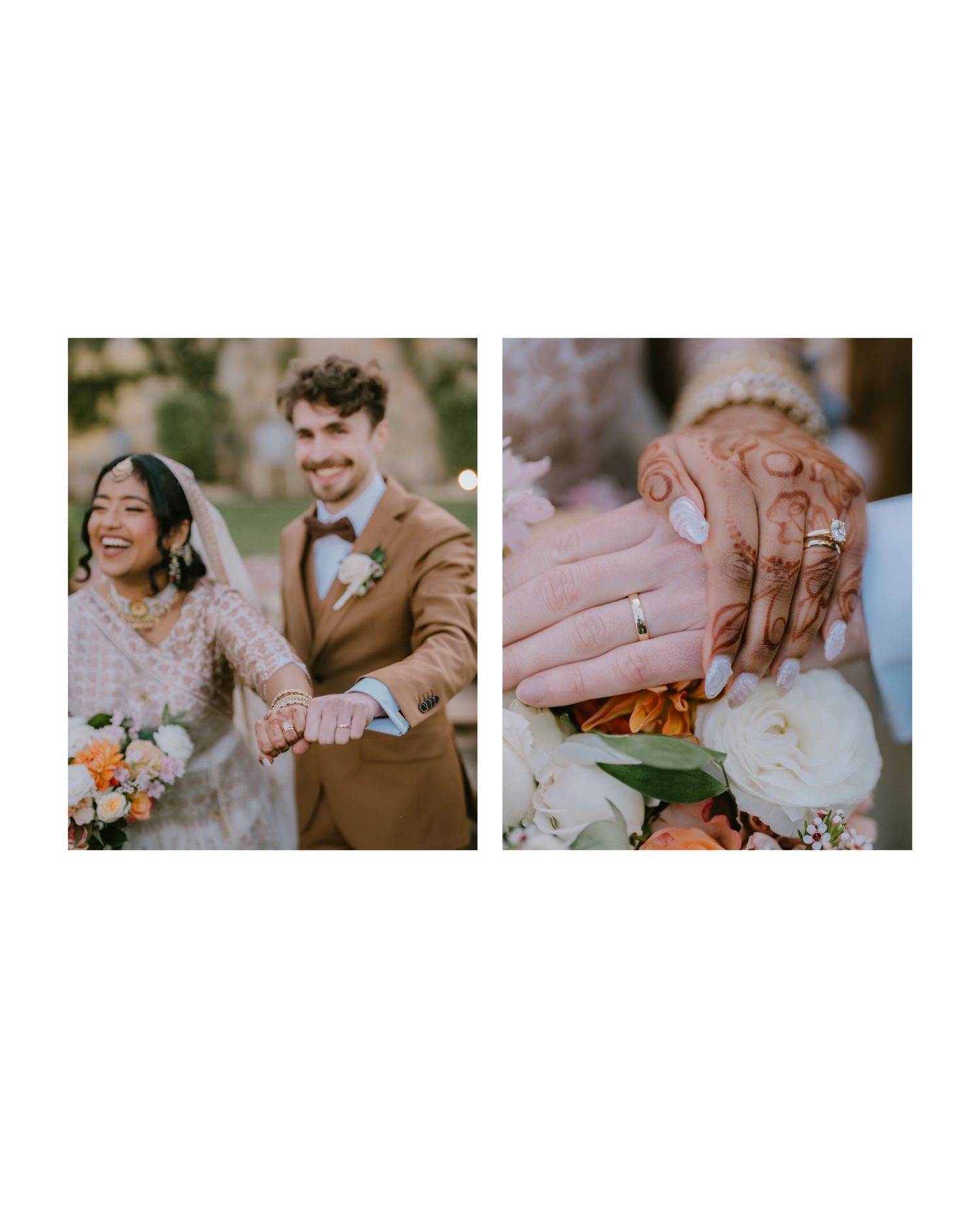 Mehndi henna hands, wedding rings and bouquet detail shots - Adelaide wedding details photography checklist