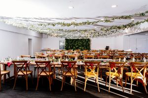 Indoor wedding reception at Walkabout Creek with space for dance floor