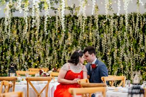 Wedding portrait at reception at Walkabout Creek, Brisbane rainforest wedding venue