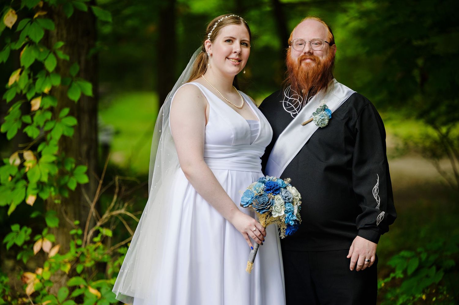 Bride and Groom posing after their intimate wedding ceremony in the pavilion at Virginia Kendall Ledges in Cuyahoga Valley National Park