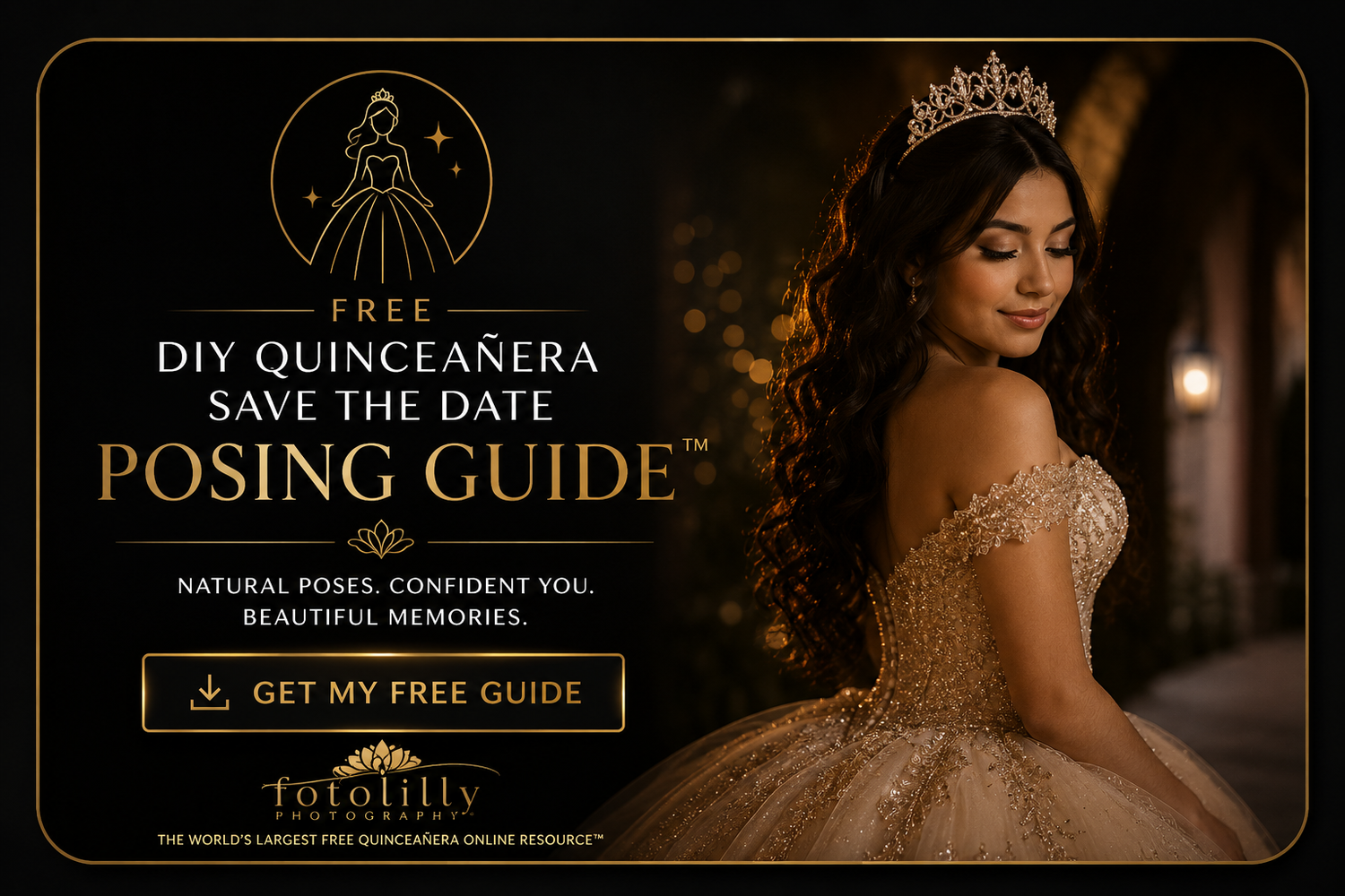 DIY Quinceañera Save the Date photo inspiration at Dallas TX gardens with elegant Quince portraits and beautiful outdoor photography ideas