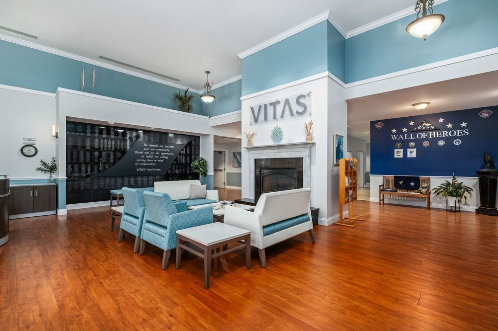 An interior photograph of a waiting area for Vitas Health in Tampa Fl.