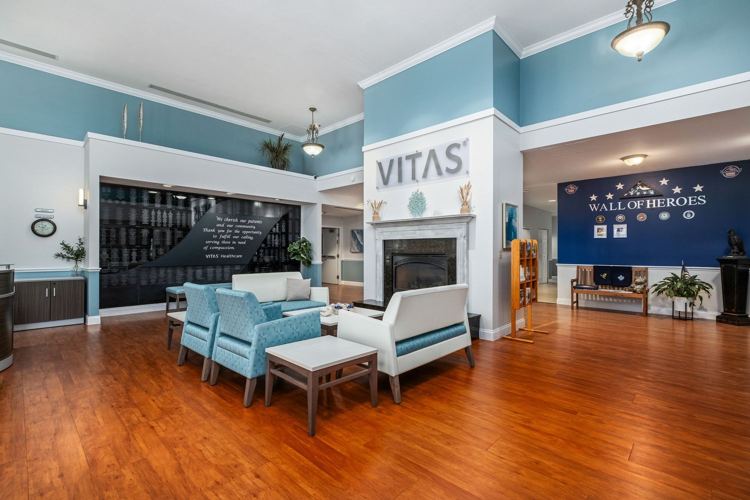 An interior photograph of a waiting area for Vitas Health in Tampa Fl.