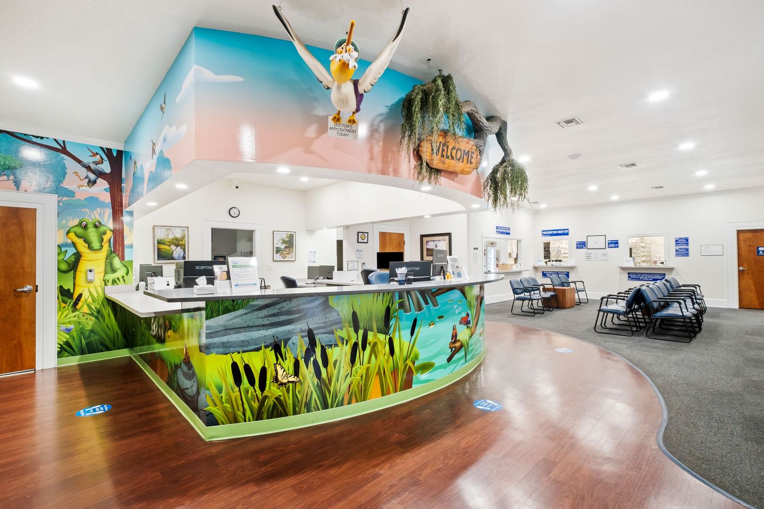 The front desk of a pediatric medical practice in Williston Florida.