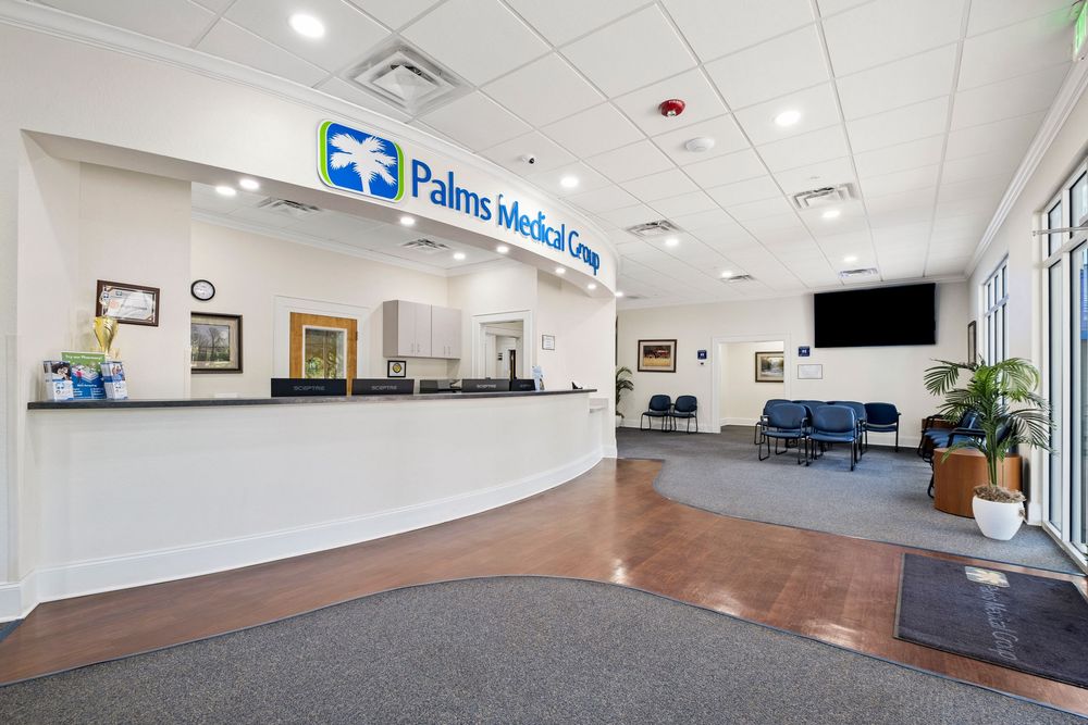 An interior image of a front desk at a medical practice in North Florida.