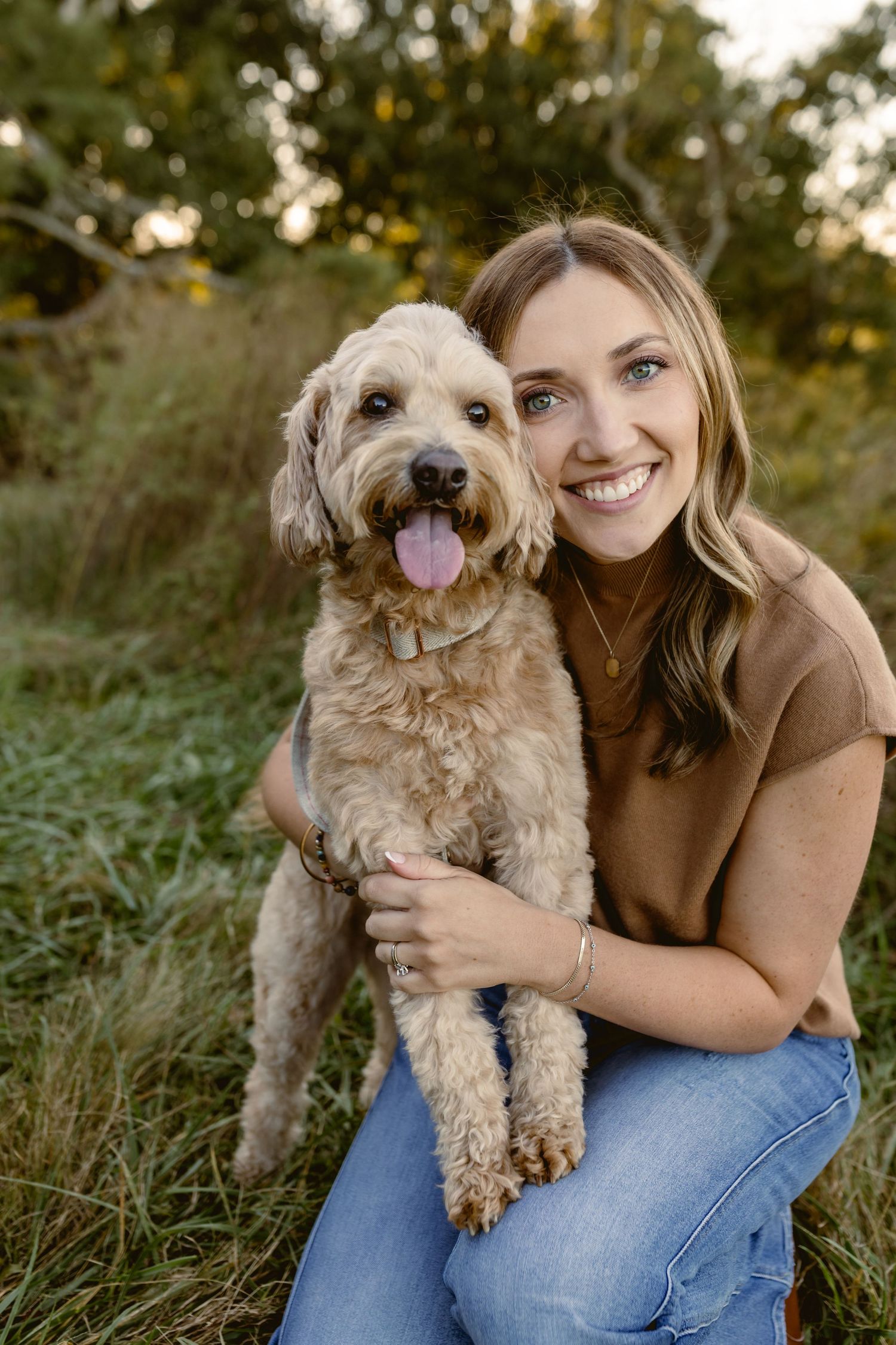 Loving photos with family dog included.
