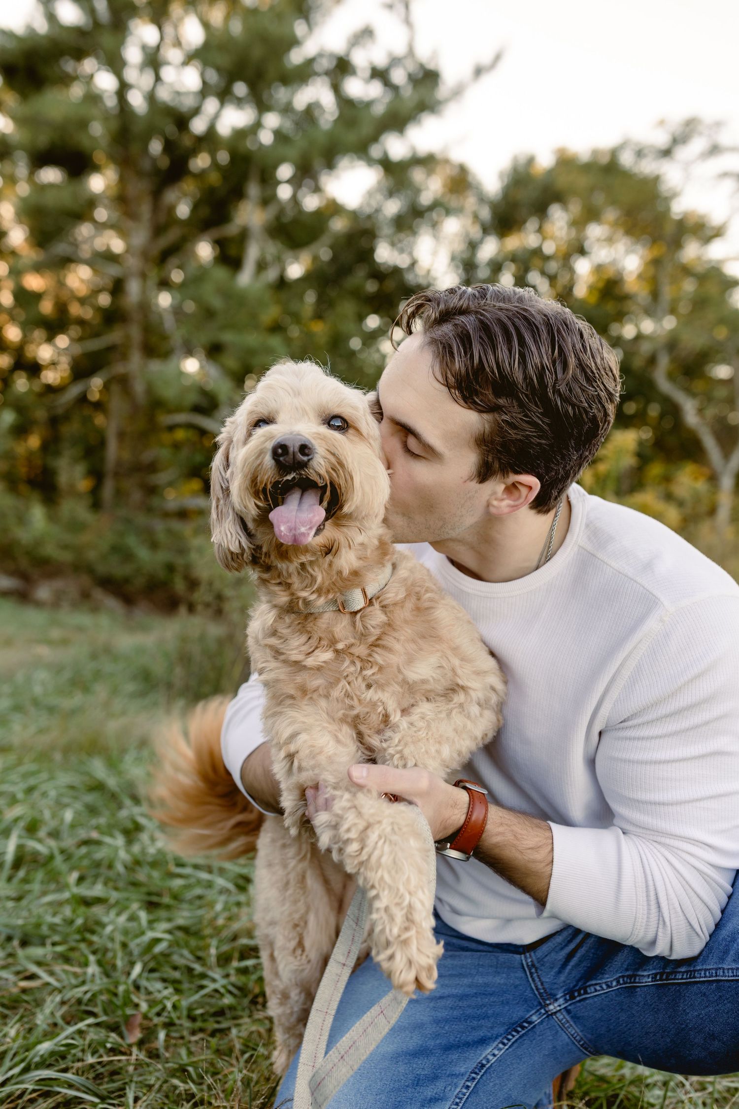 Loving photos with family dog included.