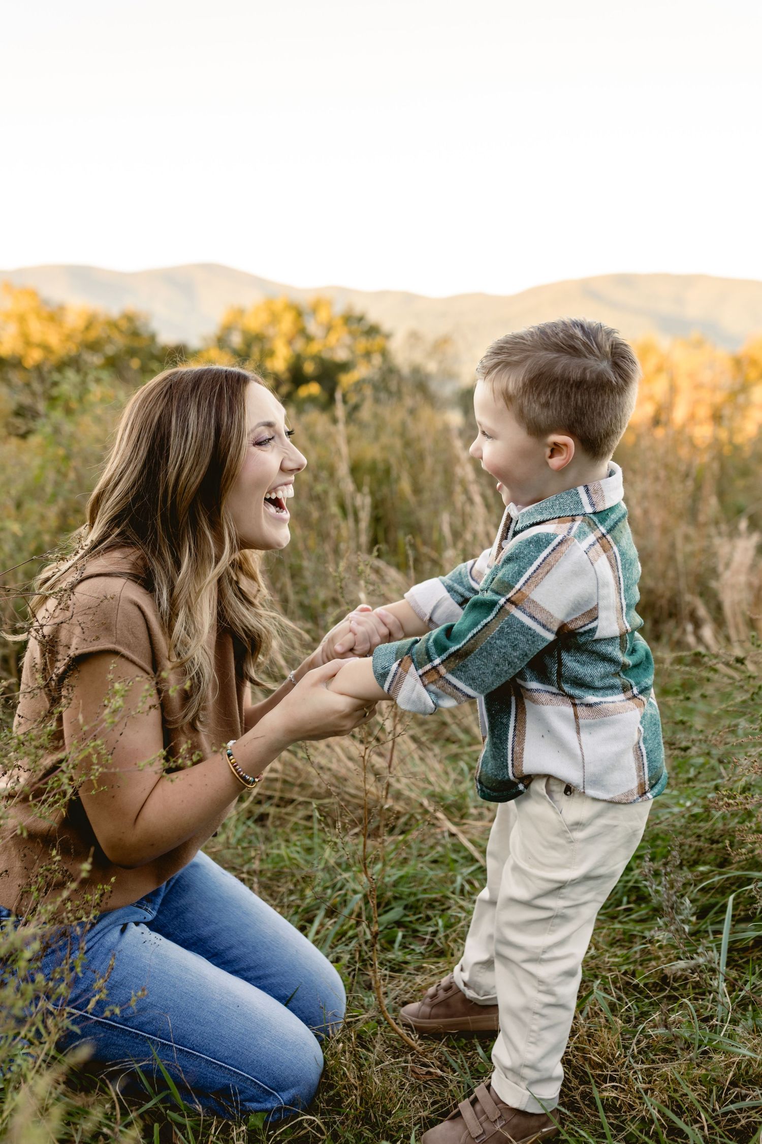 Family photos feature a sweet mother-and-son portrait.