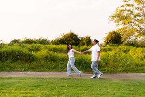 Couple engagement session at Golden Gardens, Seattle, at golden hour, Captured by Savvy Photography