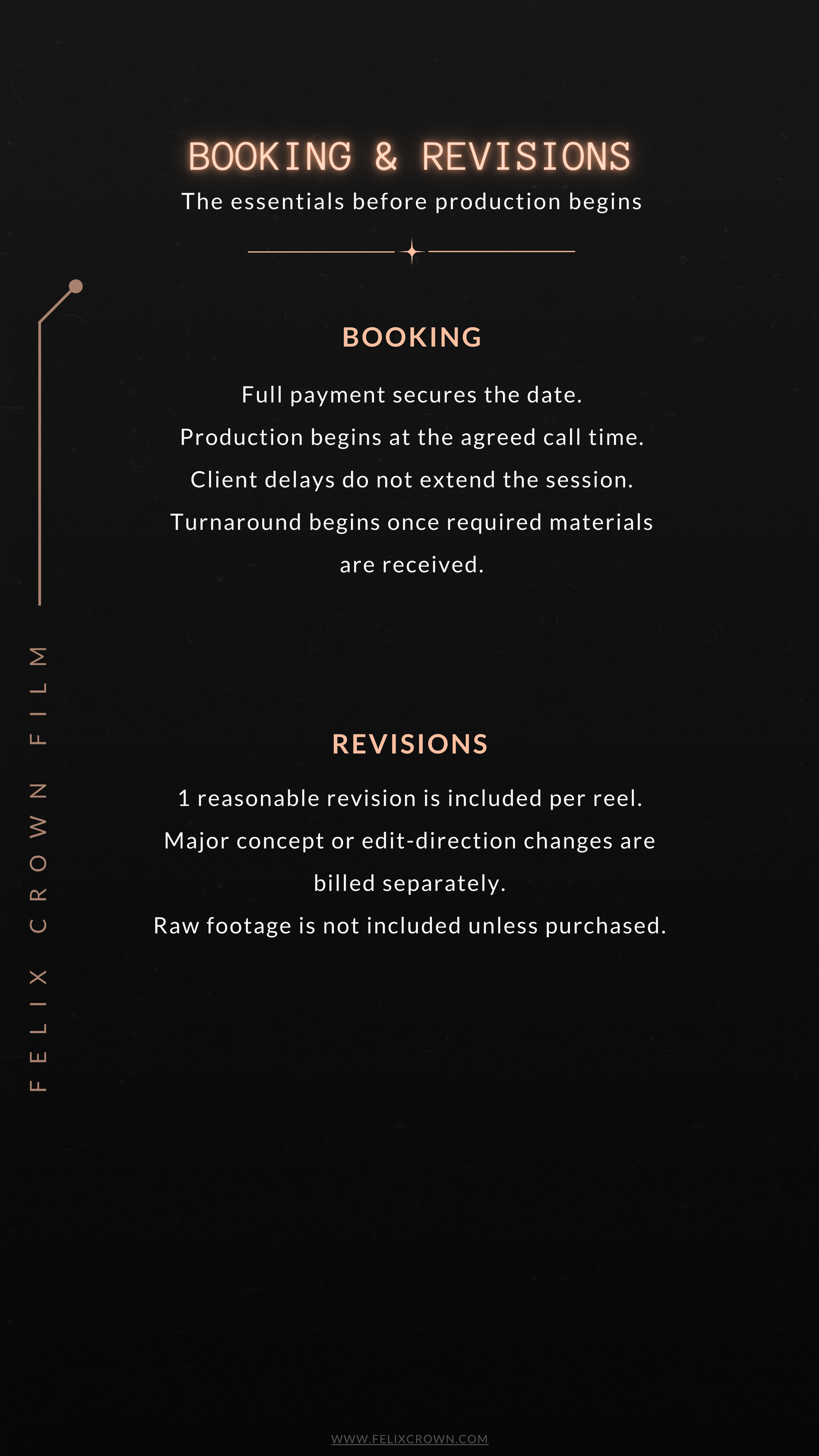 Custom Regal Experience photography package details outlining premium services and consultation process.
