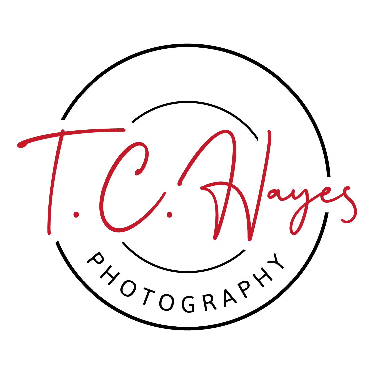Red neon signature style text reading T.C. Hayes glowing against a black background.
