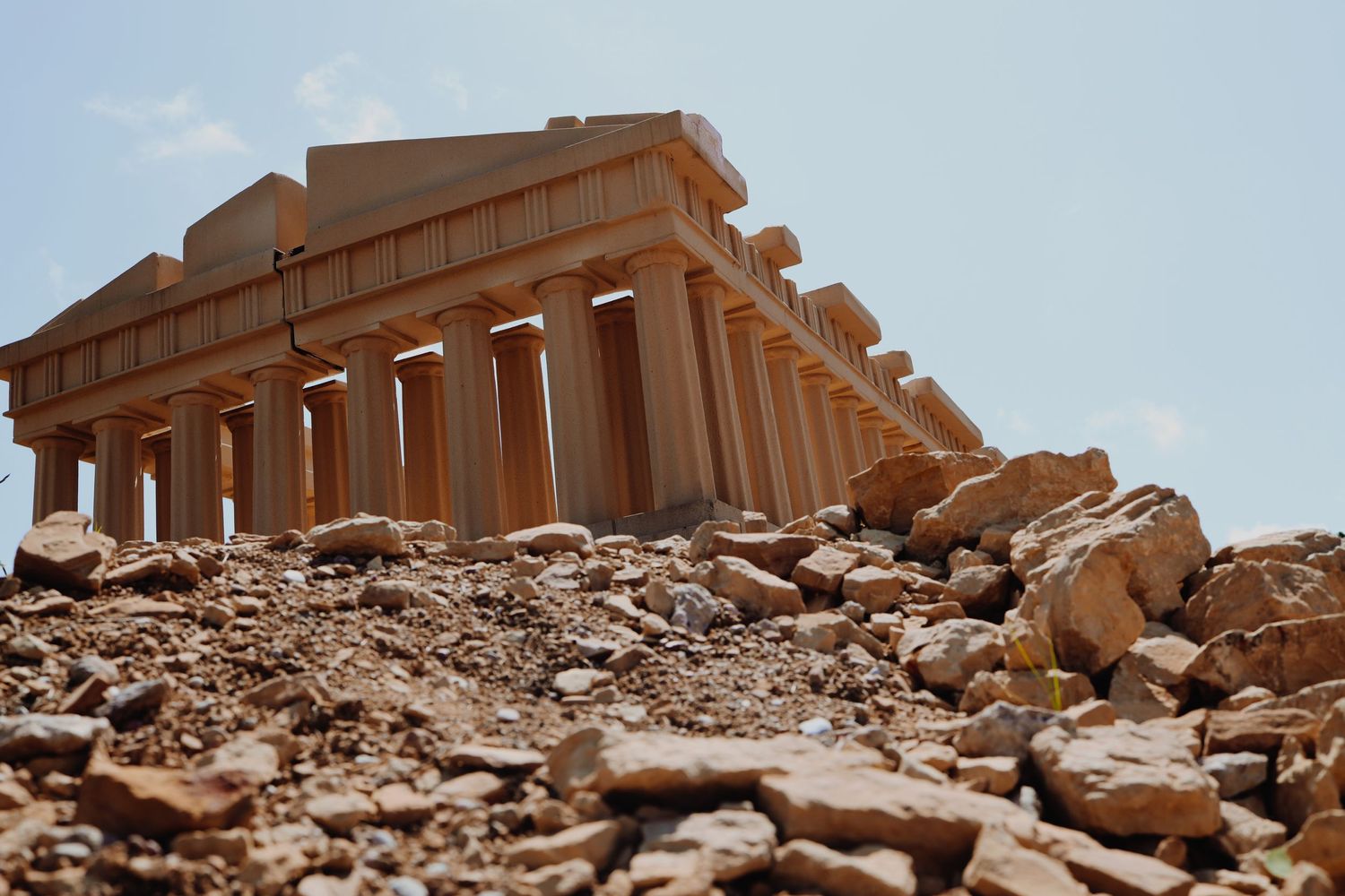 model of the ruins of a Greek temple in miniature park "Babylonian Gardens". Klaipėda district, Kretingalė sen.