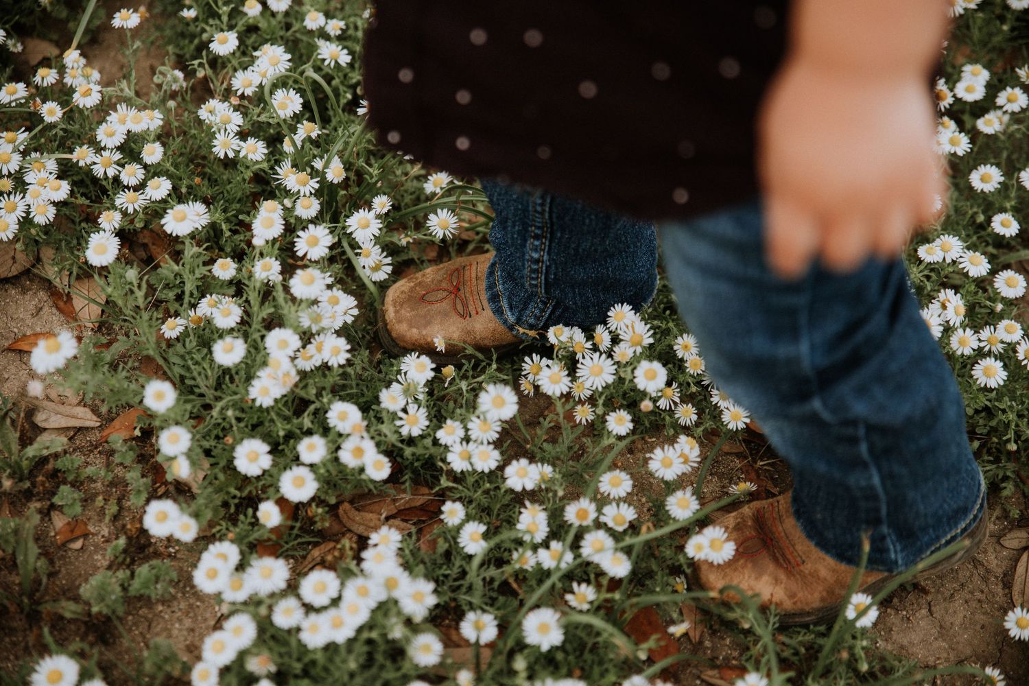 Megan Anderson, Kingdom-focused photographer, holding her camera and capturing a moment during a portrait session in Wimberley, Texas.