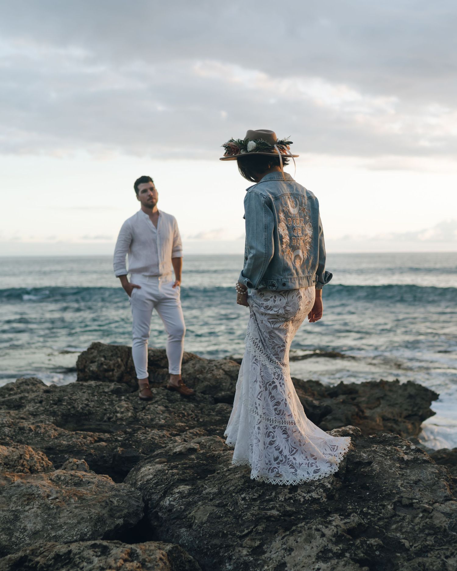 Sunset Elopement Couple on Oahu Hawaii