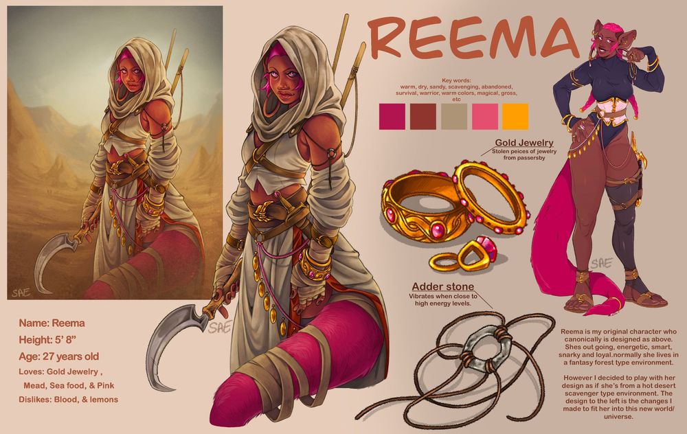 Breakdown of character concept for desert scavenger