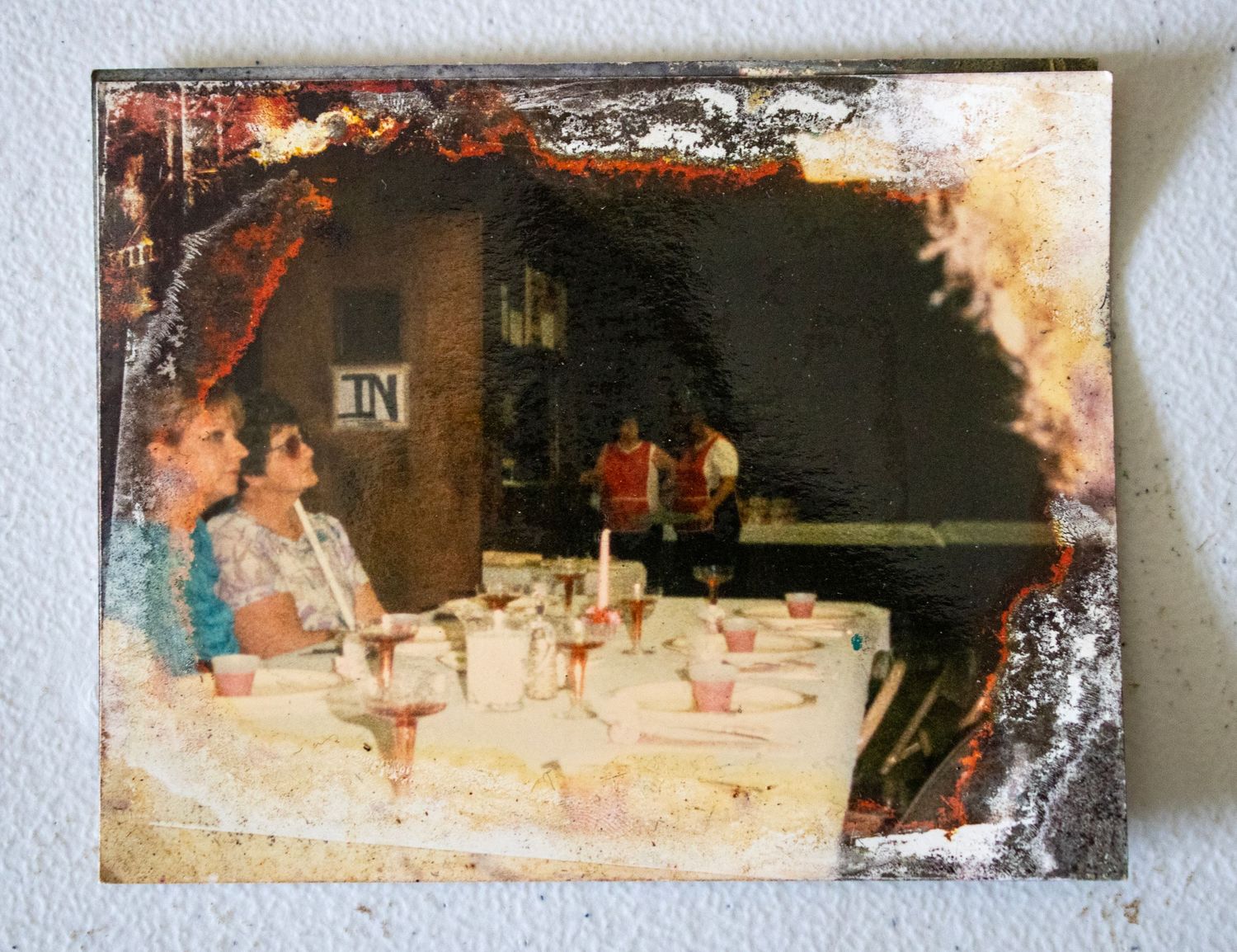 A photograph of a damaged photo