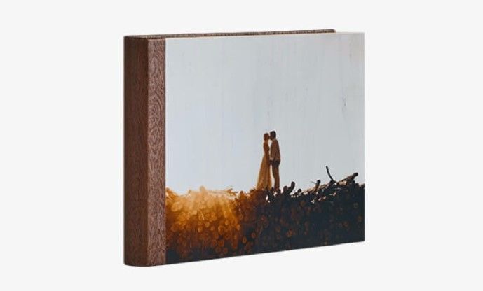 A wooden frame, with a professional wrap-around cover for a polished look