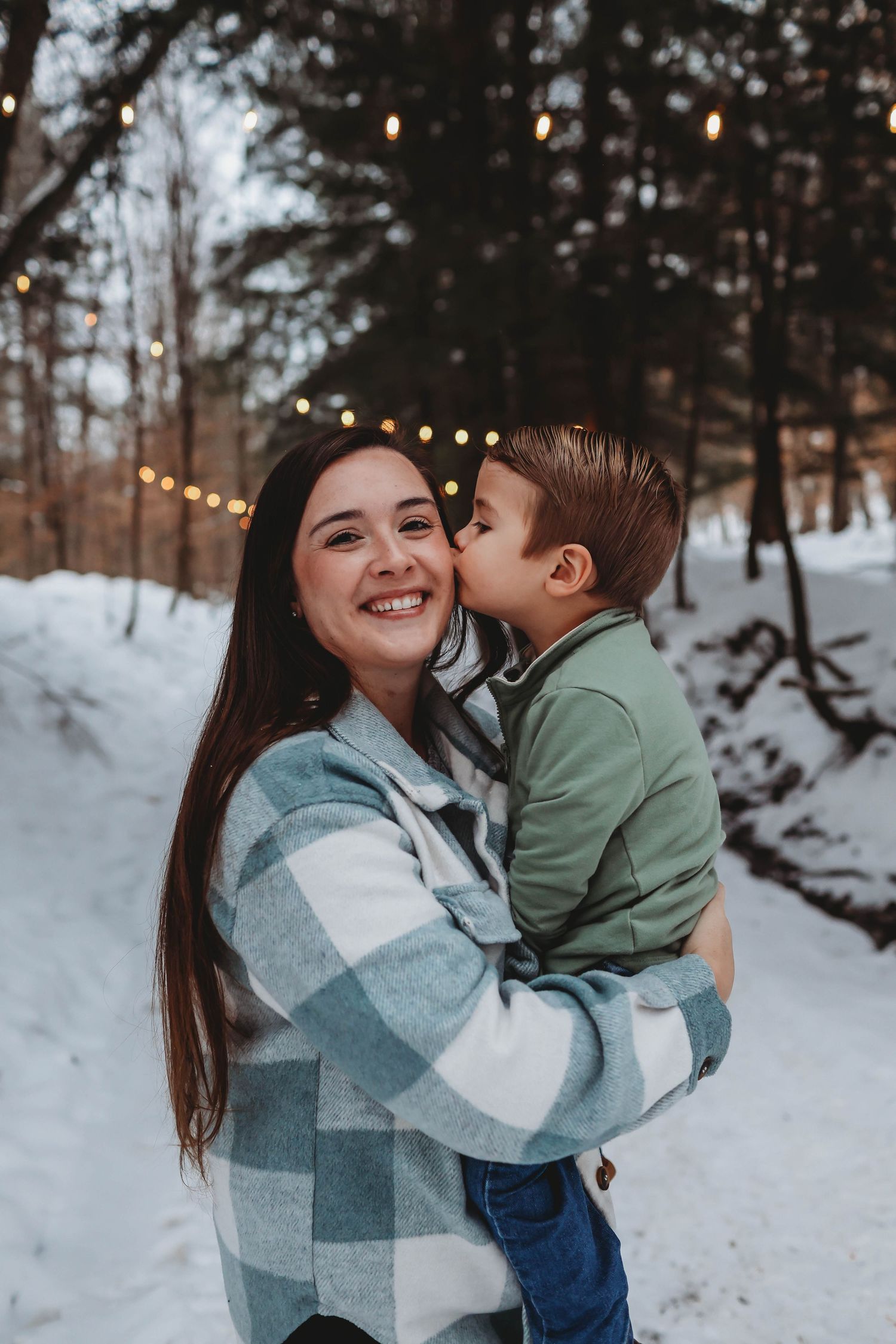 Mom and son outside