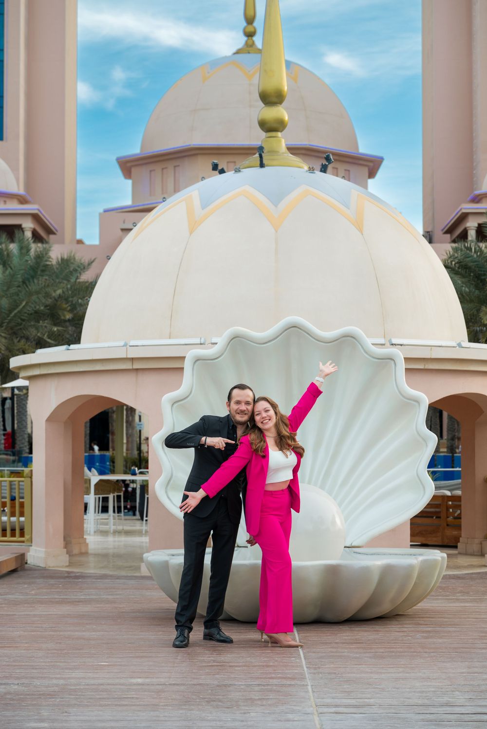 A couple enjoys a romantic moment in the hotel