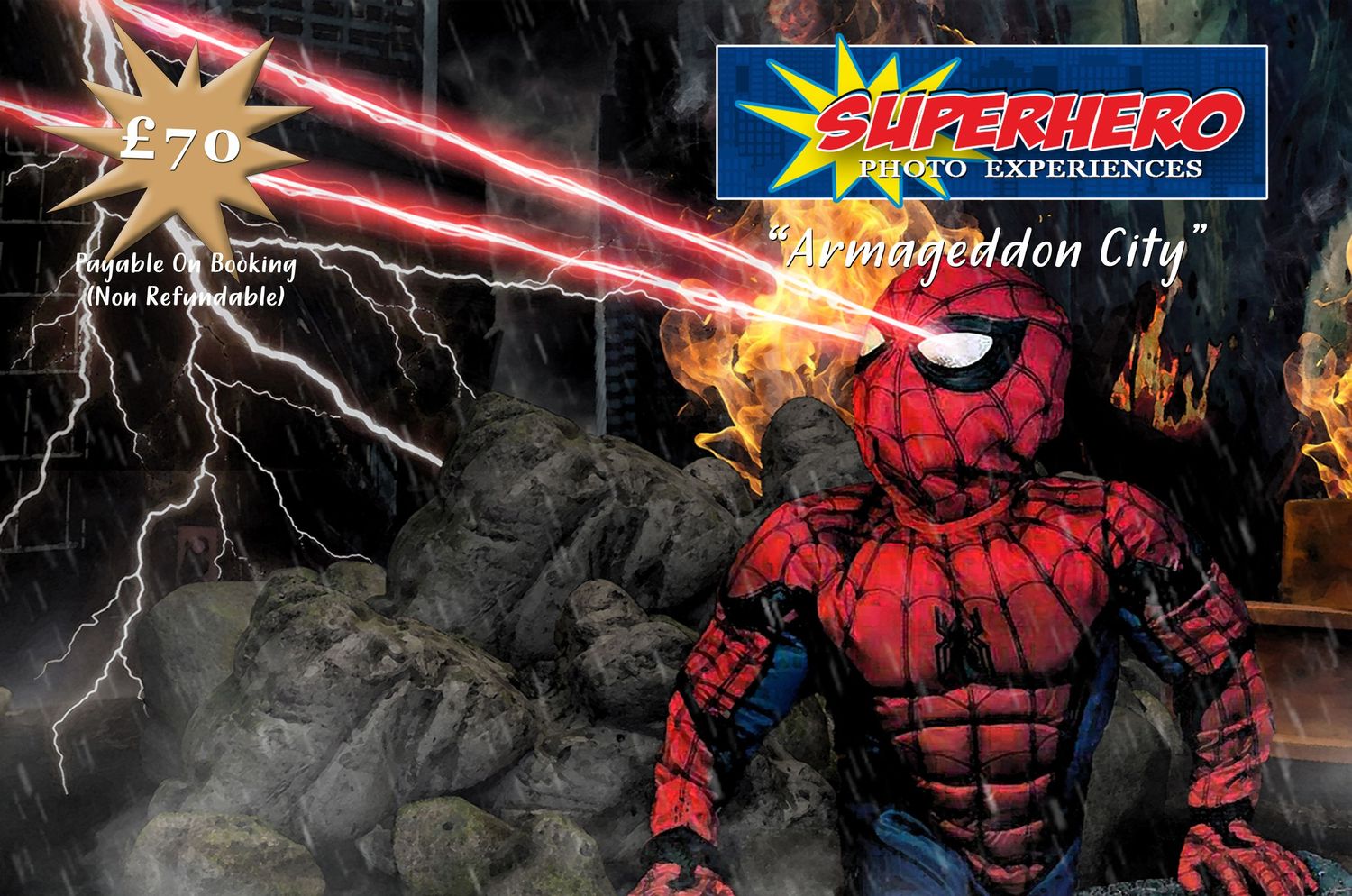 Superhero Photo Shoot. Armageddon City Photo Experience. Photogemik Photography Studio Bradford West Yorkshire BD2