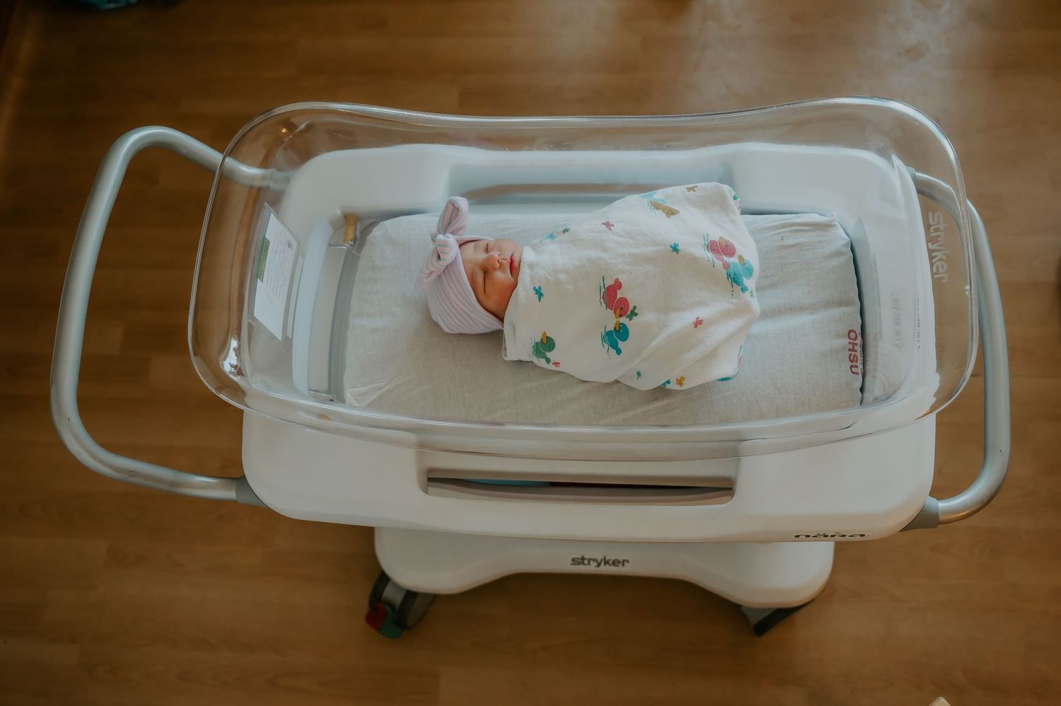 Newborn in a crib
