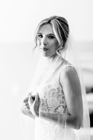 Ethereal black and white bridal portraits showing delicate lace details and soft lighting. Middle TN wedding photographer.