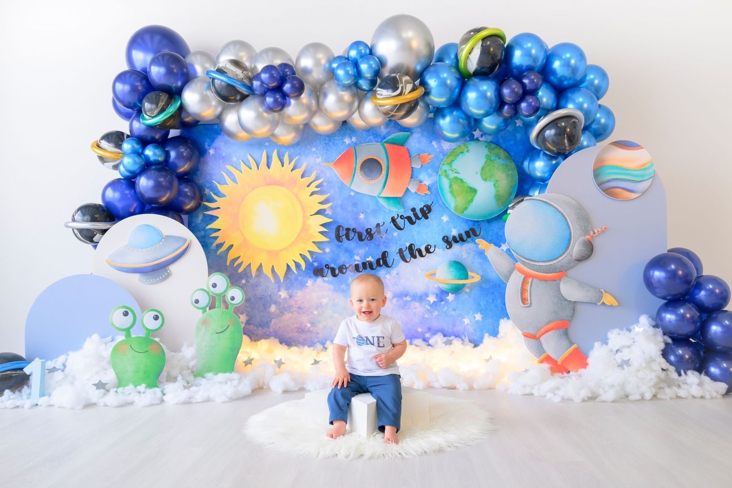 baby boy 1st birthday first trip around the sun theme