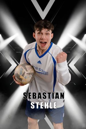 Basketball player poses in white and blue uniform with dramatic lighting effects in multiple dynamic shots.