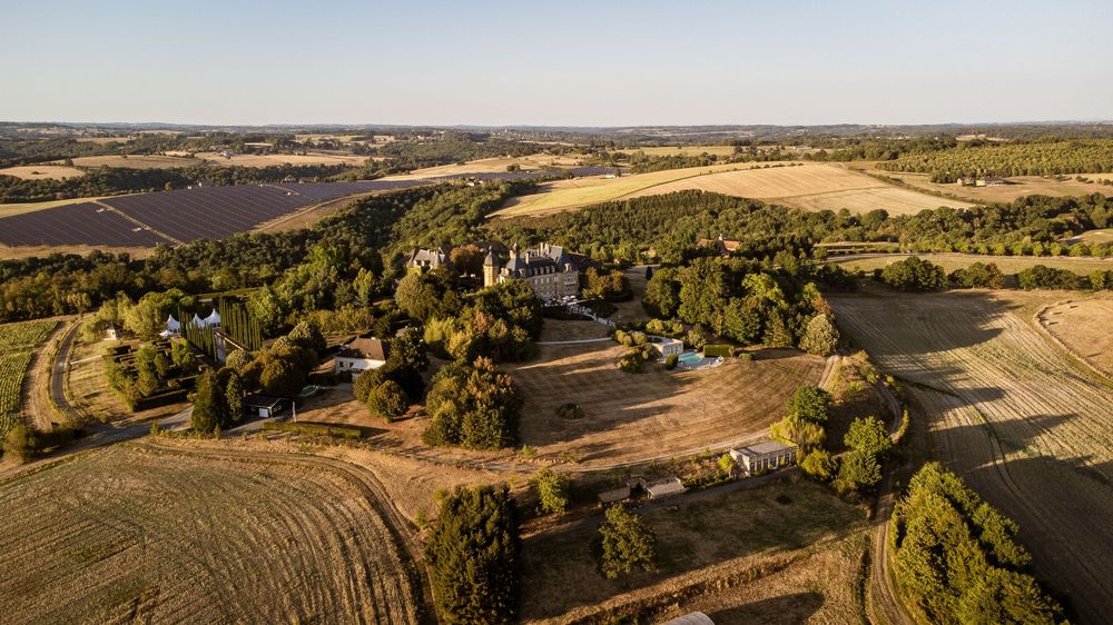 Contemporary destination wedding venue in South-West France, luxury architecture photography by 4Steps Agency. Drone picture