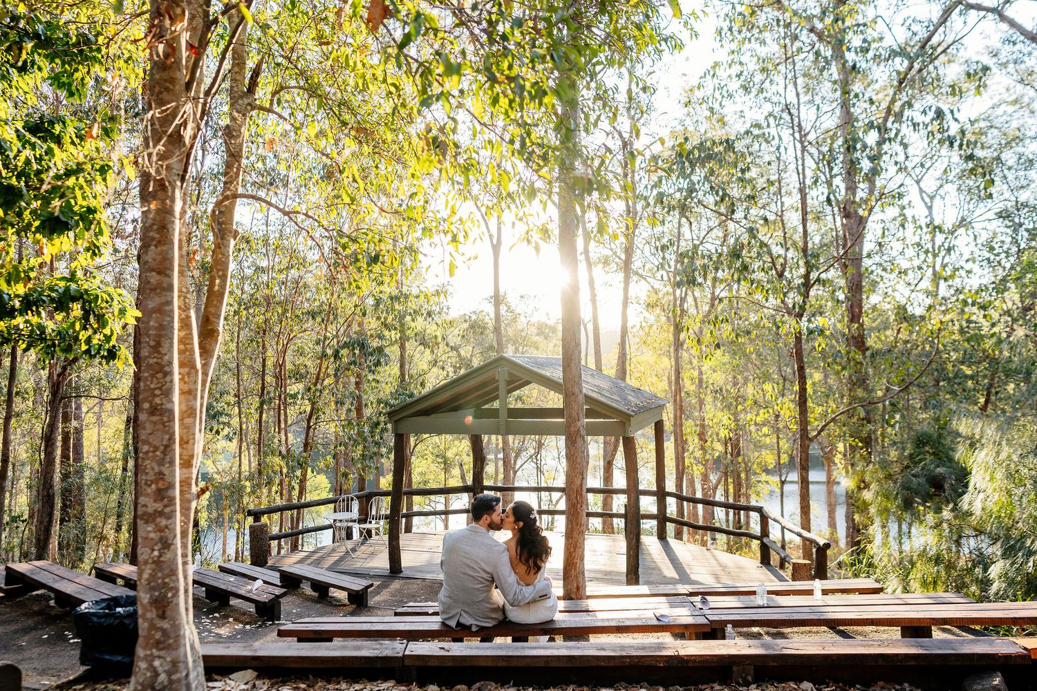 Wedding portrait at Walkabout Creek, Brisbane rainforest wedding venue