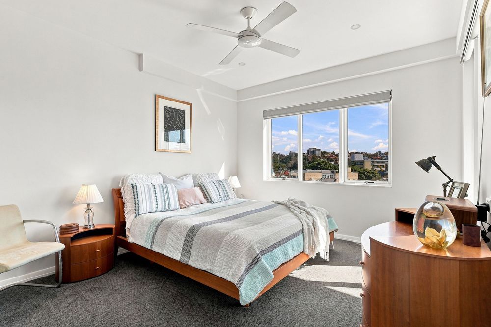 Master bedroom real estate photo with professional real estate photo editing for elite real estate photo shoot in Manly NSW
