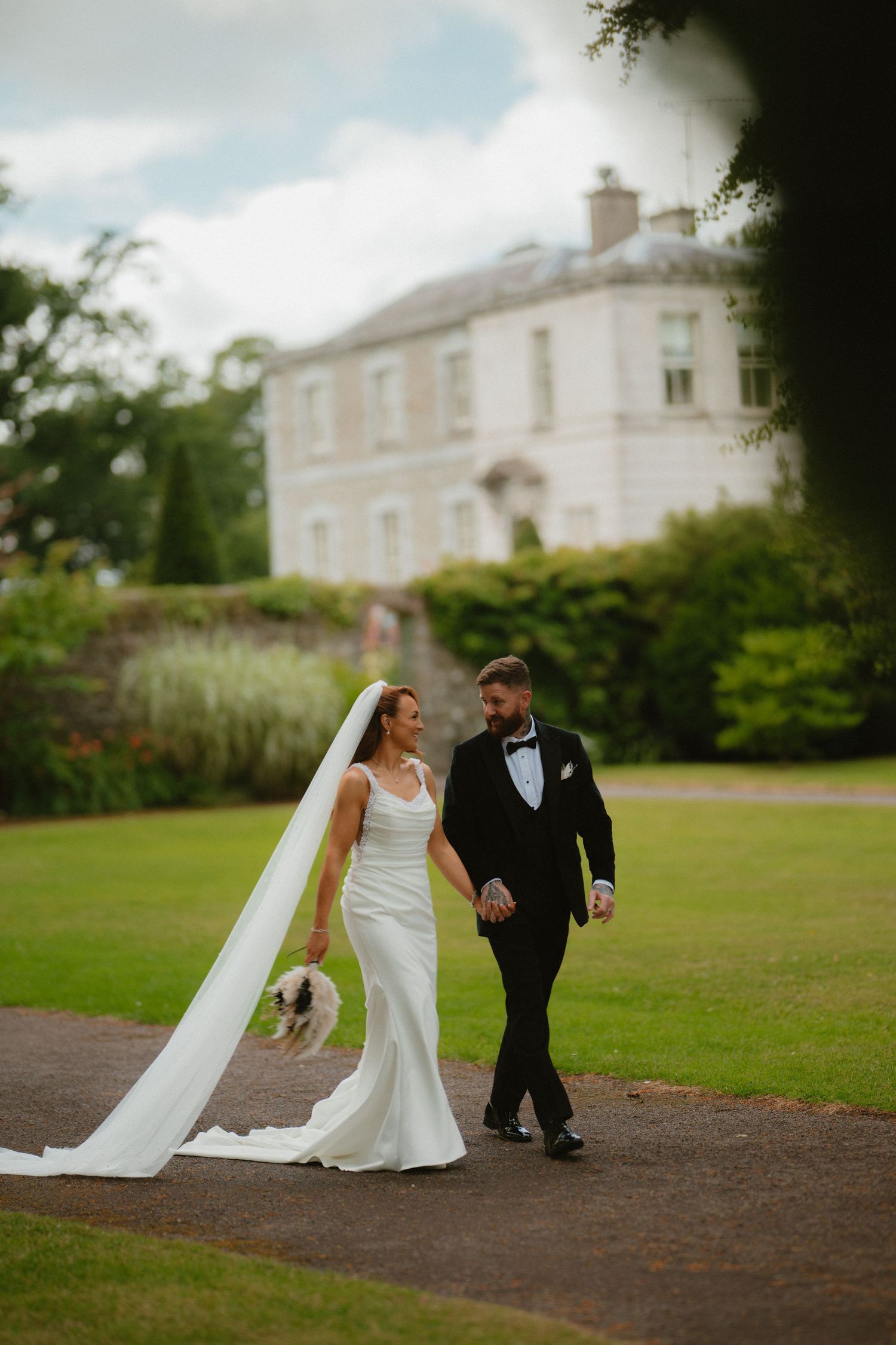Bride and groom at Tankardstown House wedding in County Meath
