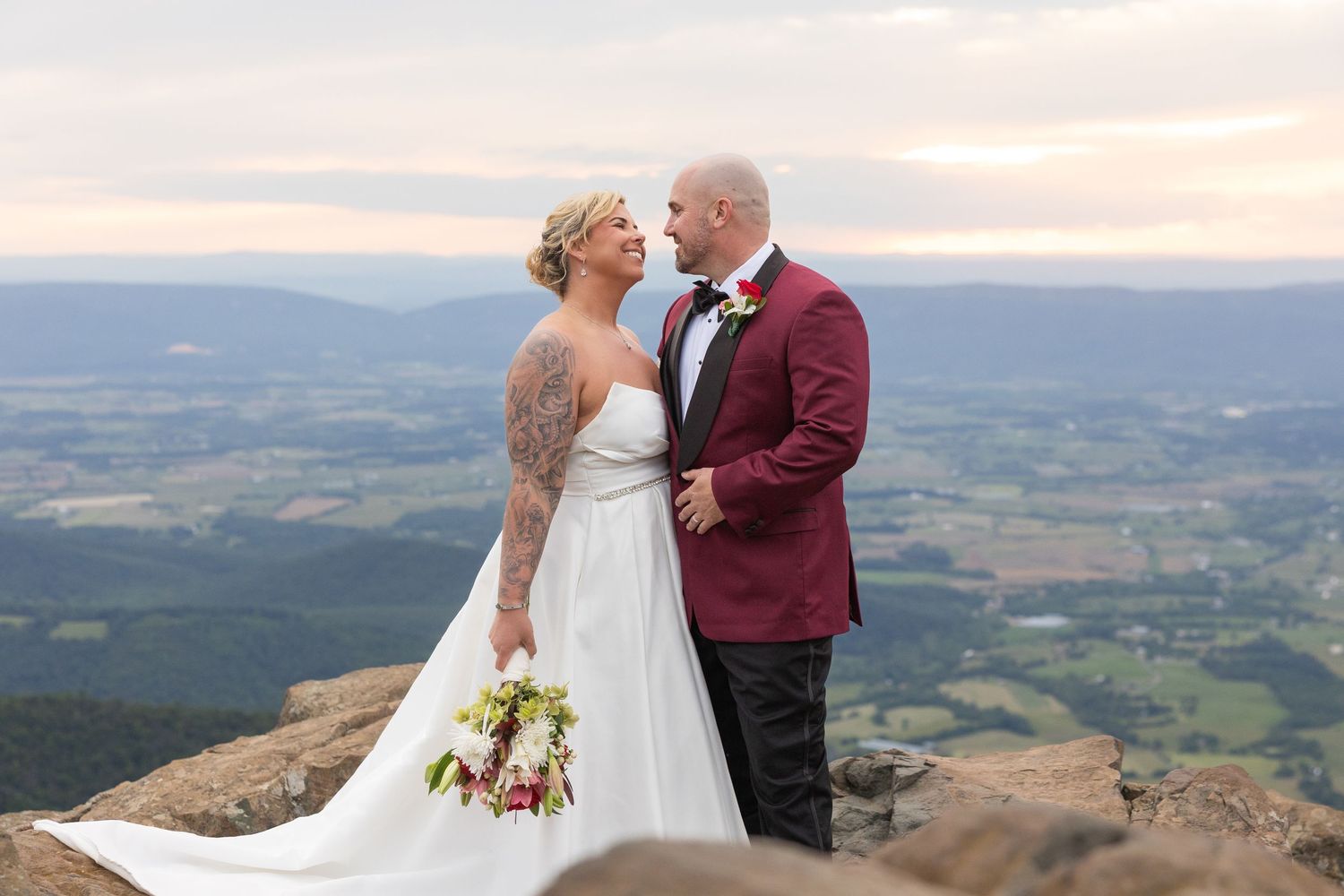 Bride and groom at Stony Man Summit during their Shenandoah National Park elopement