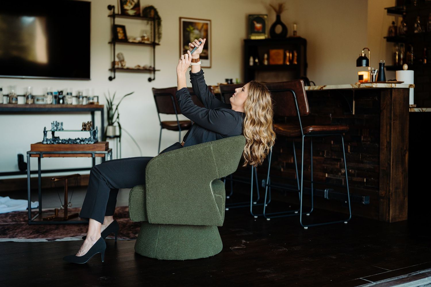 Mortgage strategist posing confidently during a Denver branding photoshoot