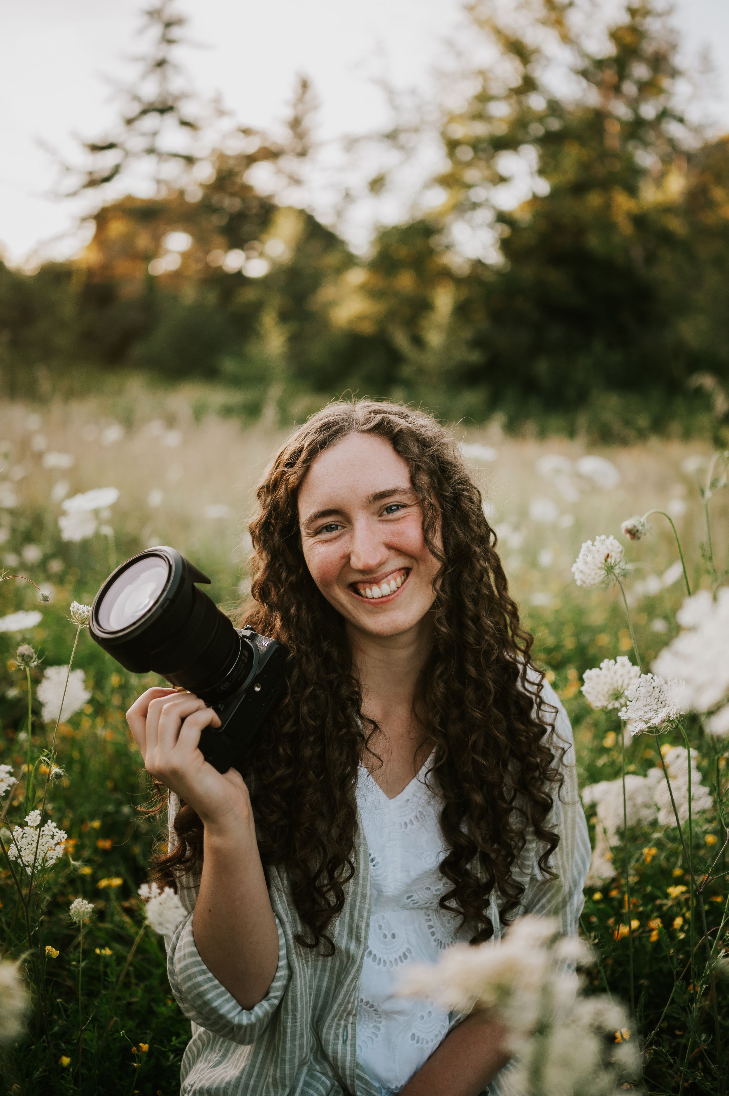 Photographer Katie Self portrait in Fall Leaves Comox Valley on Vancouver Island. Photography by Photographer Soulfull Photographs