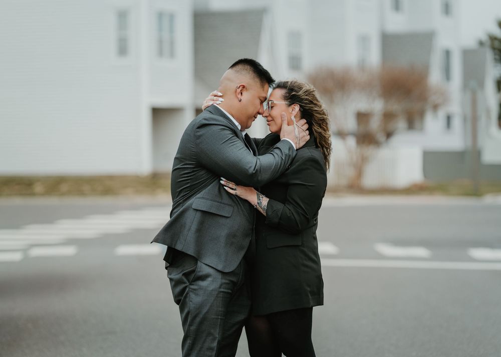 romantic couple in the street