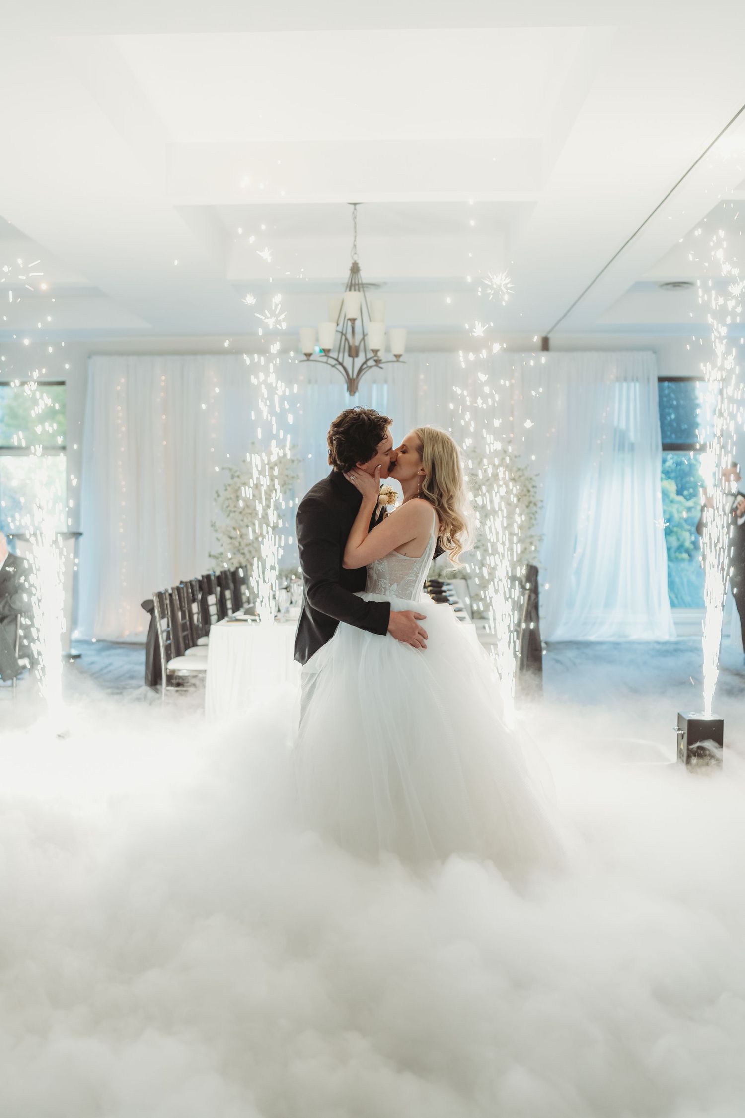 bride and groom first dance at Brescia University