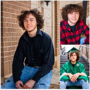 Series of casual portrait photographs taken against a brick wall backdrop in natural lighting.