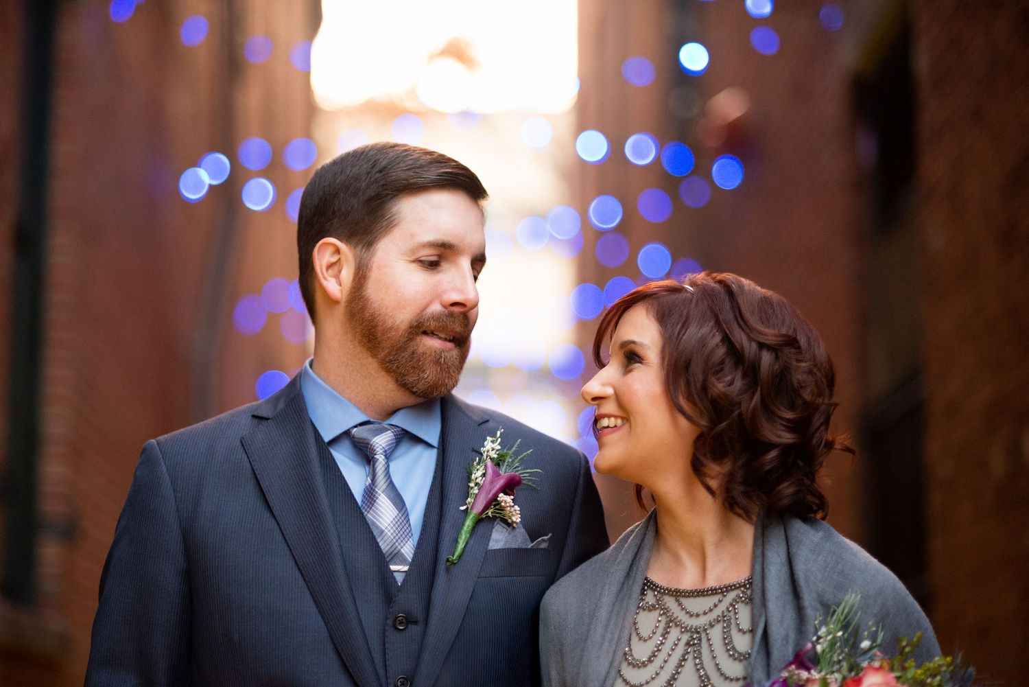 Bride & Groom wedding portraits in brick alleyways in quaint Salem, MA on Boston's North Shore. Leah Ramuglia Photography's Client Galleries