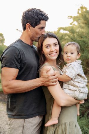 Joyful family interactions captured in a sequence of casual outdoor photos.