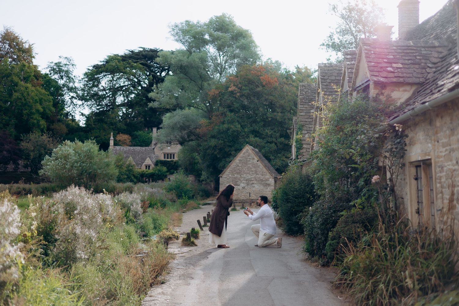 Romantic Cotswolds countryside engagement.