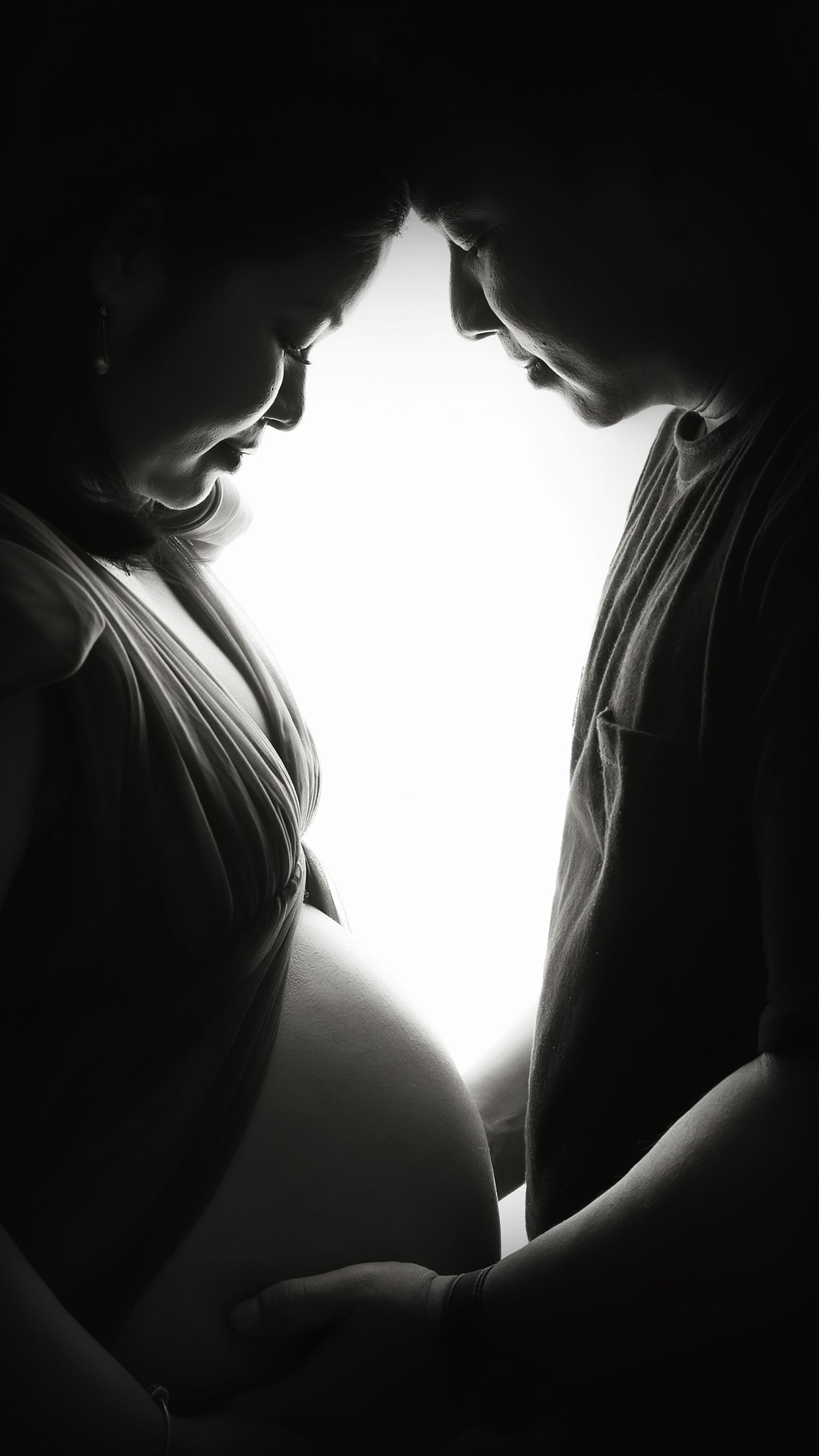Timeless black and white maternity portrait taken in Hayes photography studio